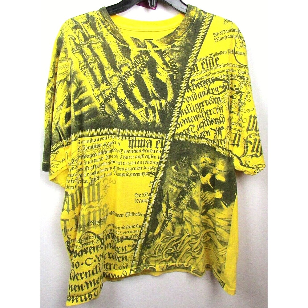 MMA Elite Skeleton AOP Shirt Size XLarge Affliction Style‎ Yellow